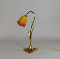 Lampe de bureau Art Nouveau en bronze et tulipe de verre sou… (photo 3)
