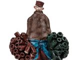 figurine of a man carrying a bunch of flowers on his back