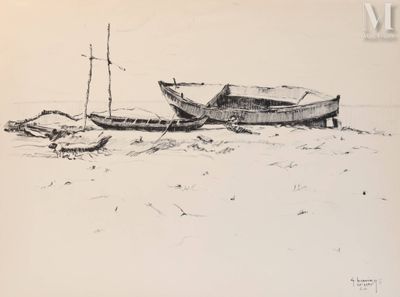 deux bateaux échoués sur le sable