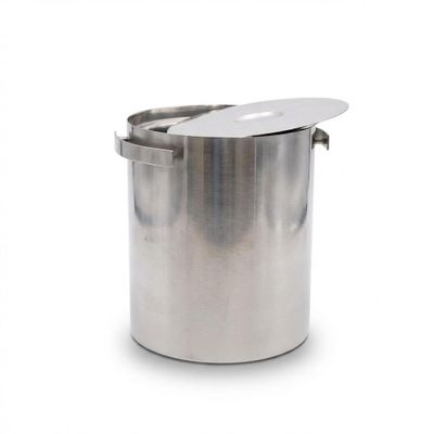 a large stainless steel pot with a lid on a white background