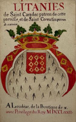 un vieux livre sur lequel figure l'image d'une couronne