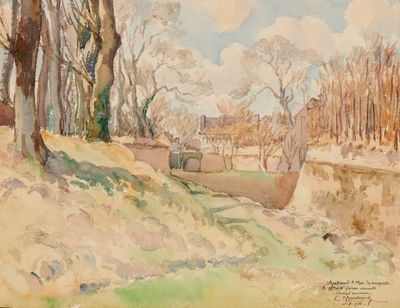 Émile RONDINET (1879-1962) Montreuil/Mer, les remparts, 3/19…