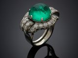 an emerald and diamond ring
