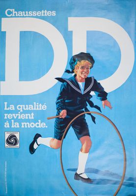 une publicité pour un magazine montrant un jeune garçon sur un « penny wheel »