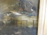 une photo d'un tableau représentant un canard et des poulets dans un enclos