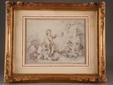 an image of a drawing of a man and a woman in a landscape