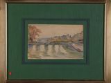an image of a painting of a bridge over a body of water