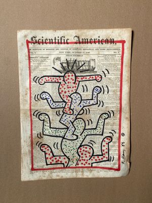 Keith HARING (1958-1990) Dessin de techniques mixtes sur une…