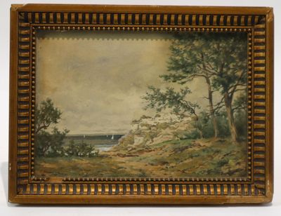 Ecole française fin XIXème début XXème - Village côtier - Aq…