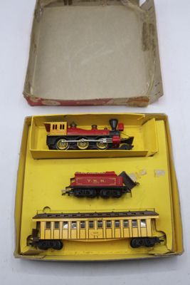 une boîte contenant un train et un wagon
