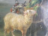 un tableau représentant un mouton et un âne dans un champ