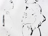 dessin représentant un homme en uniforme militaire debout à côté d'un autre homme