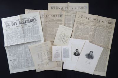 a lot of old newspapers on a black table