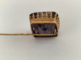 an image of a gold and amethorate broochle broochle on a stick