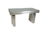 an image of a stainless steel table with a glass top