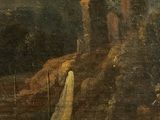 painting of a boat in a river with a castle in the background