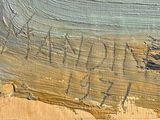 an image of a close up of a painting of a person on a surfboard