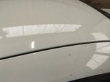 a close up of the hood of a white car