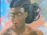an image of a painting of a woman with her eyes closed