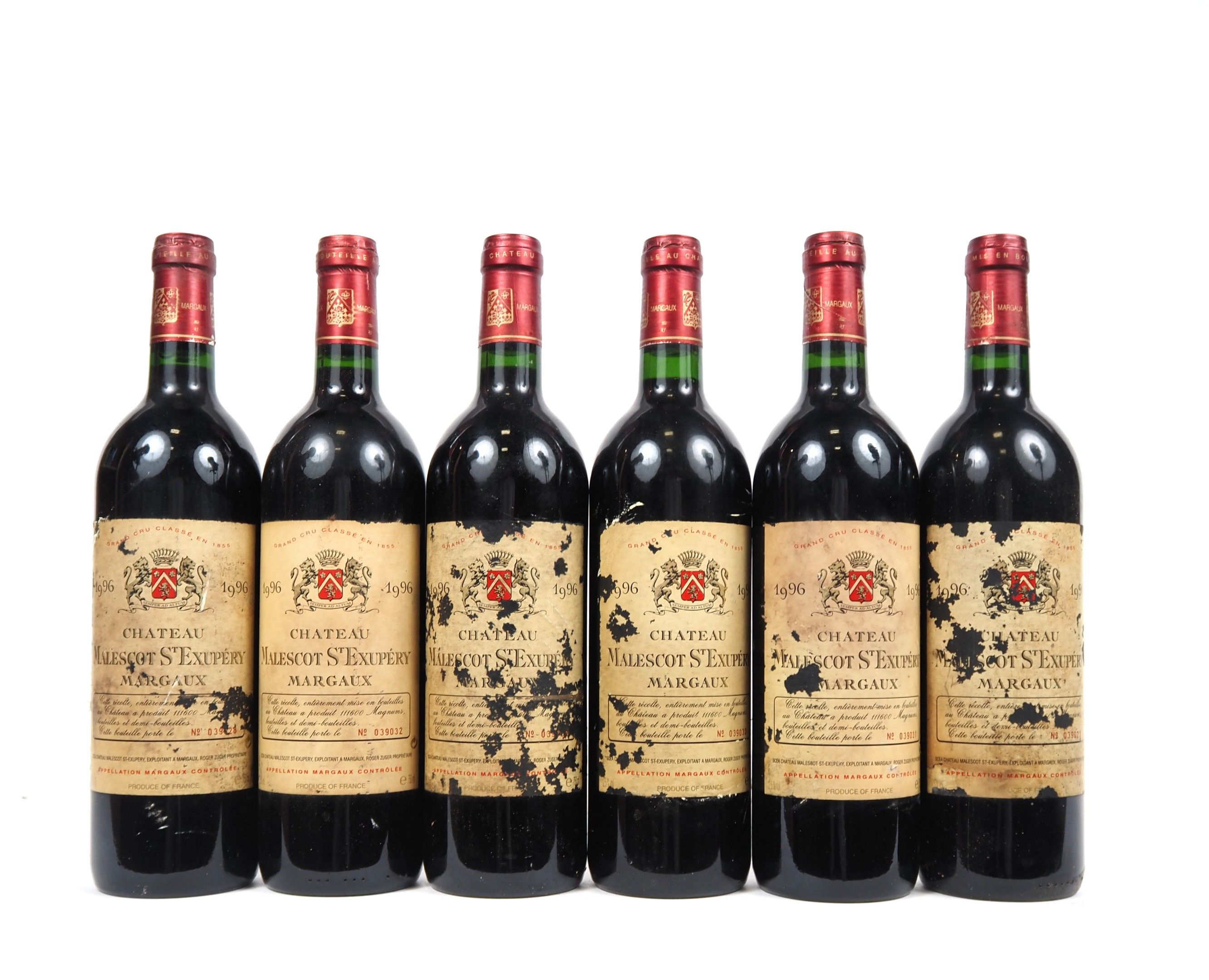 6 BOUTEILLES CHÂTEAU MALESCOT ST EXUPÉRY GCC MARGAUX - 1996 - EA