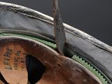 a close up of a shoe with a shoelacet on it