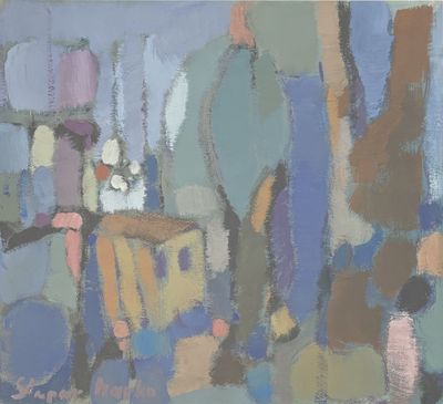 an image of a painting of a room with a table and chairs