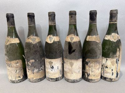 six bouteilles de vin sont alignées sur une table