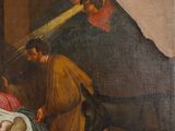 an image of a painting of a manger scene with a baby in a manger