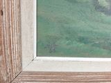 a picture of a painting of a cow in a field