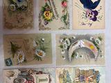 beaucoup de cartes illustrées d'oiseaux et de fleurs