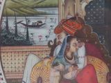 a painting of a man and a woman sitting on a couch