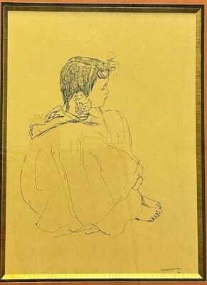 Ernest MEISSONIER (1815-1891) Enfant assis, de profil Dessin…