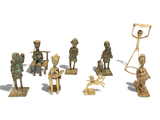 a lot of figurines that are sitting on a white surface