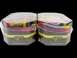 two plastic containers filled with different colored items