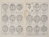 an open book with a picture of a bunch of coats of arms