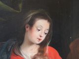 a painting of a woman holding a baby in her lap