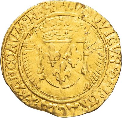 a gold coin with a crown on top of it