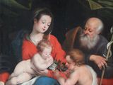 painting of a painting of a man and woman with a child and an older man