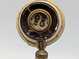 a close up view of a gas nozzle on a white background