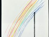 drawing of a pencil and a rainbow on a piece of paper