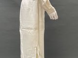 an image of a mannequin wearing a white dress and hat