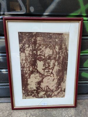 Henri CROCQ : "Visage". Monotype, SBD, 44 x 31 cm à vue.