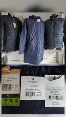 a display of jackets and jackets on display in a store