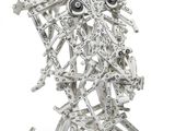 a metal sculpture of a man made out of metal parts