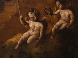 an image of a painting of two cherenshes playing with a bow