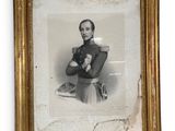 an old picture of a man in a military uniform holding a baseball bat