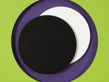 an image of a black and white circle on a green background