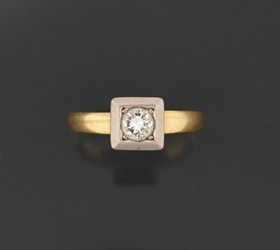 Bague en deux tons d'or jaune et gris 18K 750 millièmes prés…
