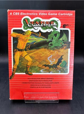 a box of electronic video game cartridges with a man in a yellow outfit