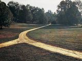 a picture of a picture of a dirt road in the middle of a field